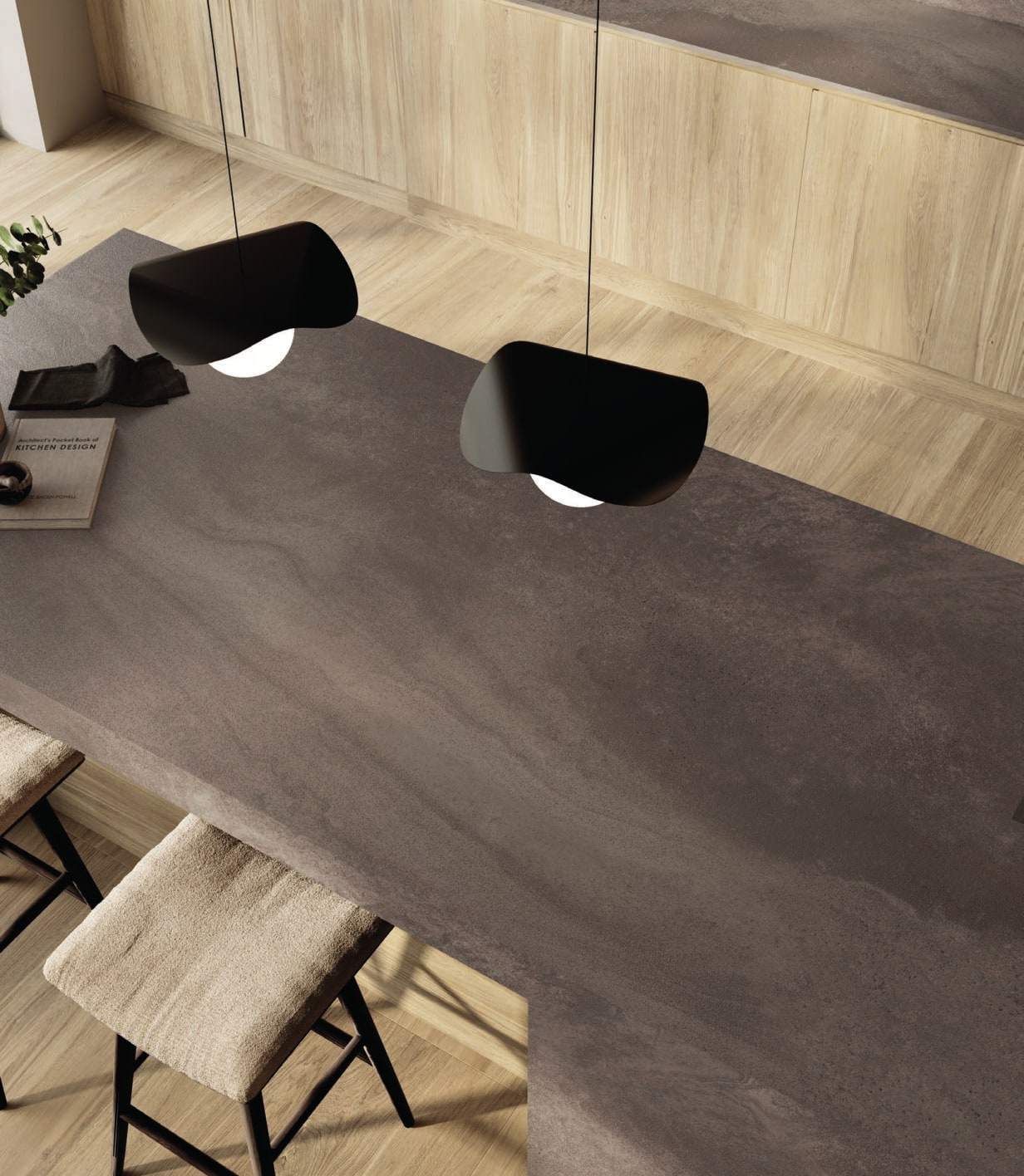 Ambiente con porcelánico Arklam Hôm Warm, foto del catálogo de Arklam