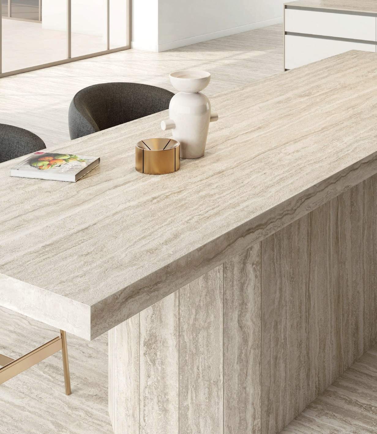 Ambiente con porcelánico Arklam Nativa Beige, foto del catálogo de Arklam
