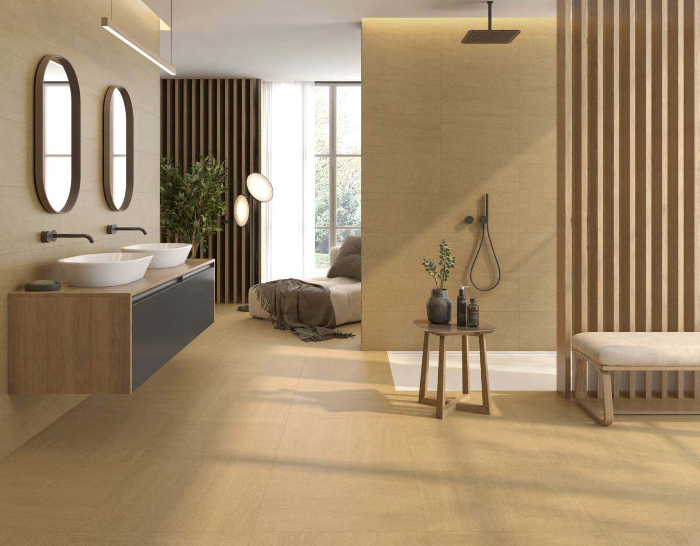 Ambiente con baldosas ITT Riad Stone, foto del catálogo de ITT Ceramic