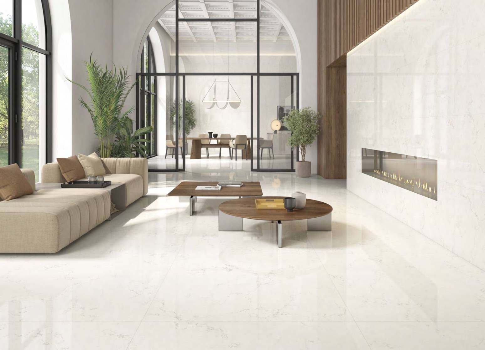 Ambiente con baldosas ITT Bianco Perlino, foto del catálogo de ITT Ceramic