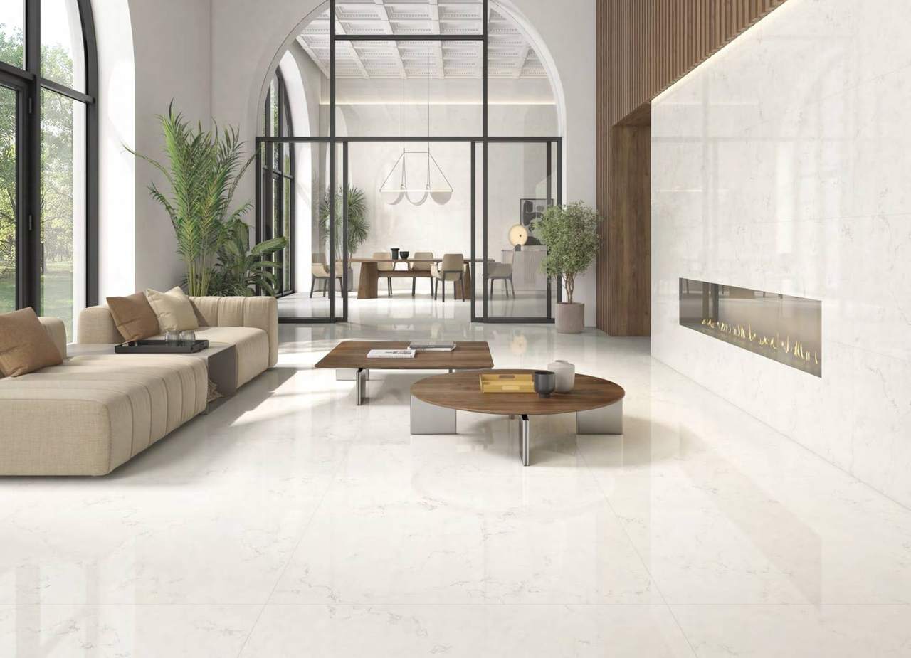 Ambiente con baldosas ITT Bianco Perlino, foto del catálogo de ITT Ceramic