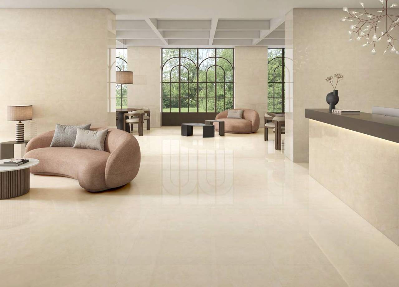 Ambiente con baldosas ITT Marfil Supreme, foto del catálogo de ITT Ceramic