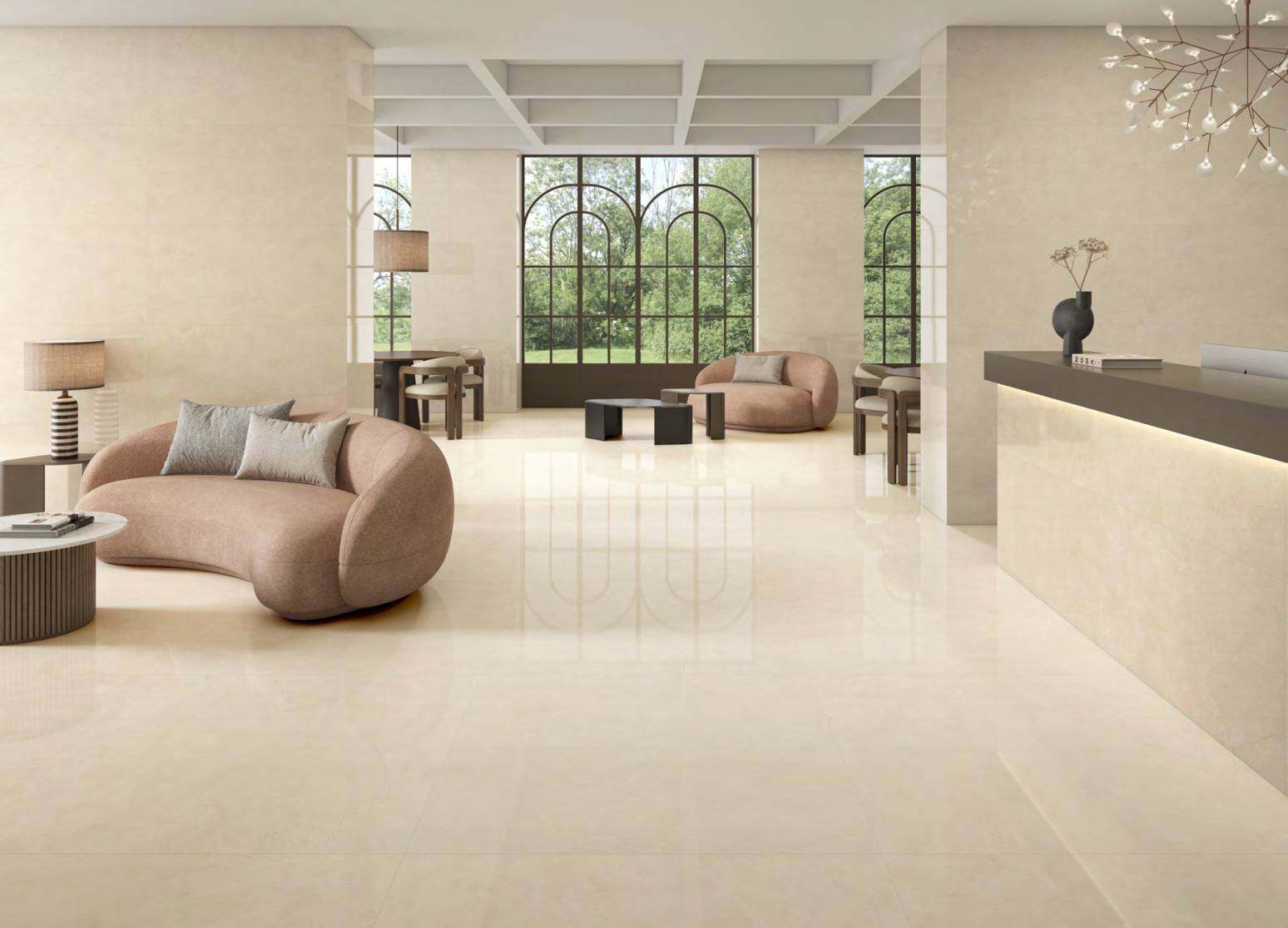 Ambiente con baldosas ITT Marfil Supreme, foto del catálogo de ITT Ceramic