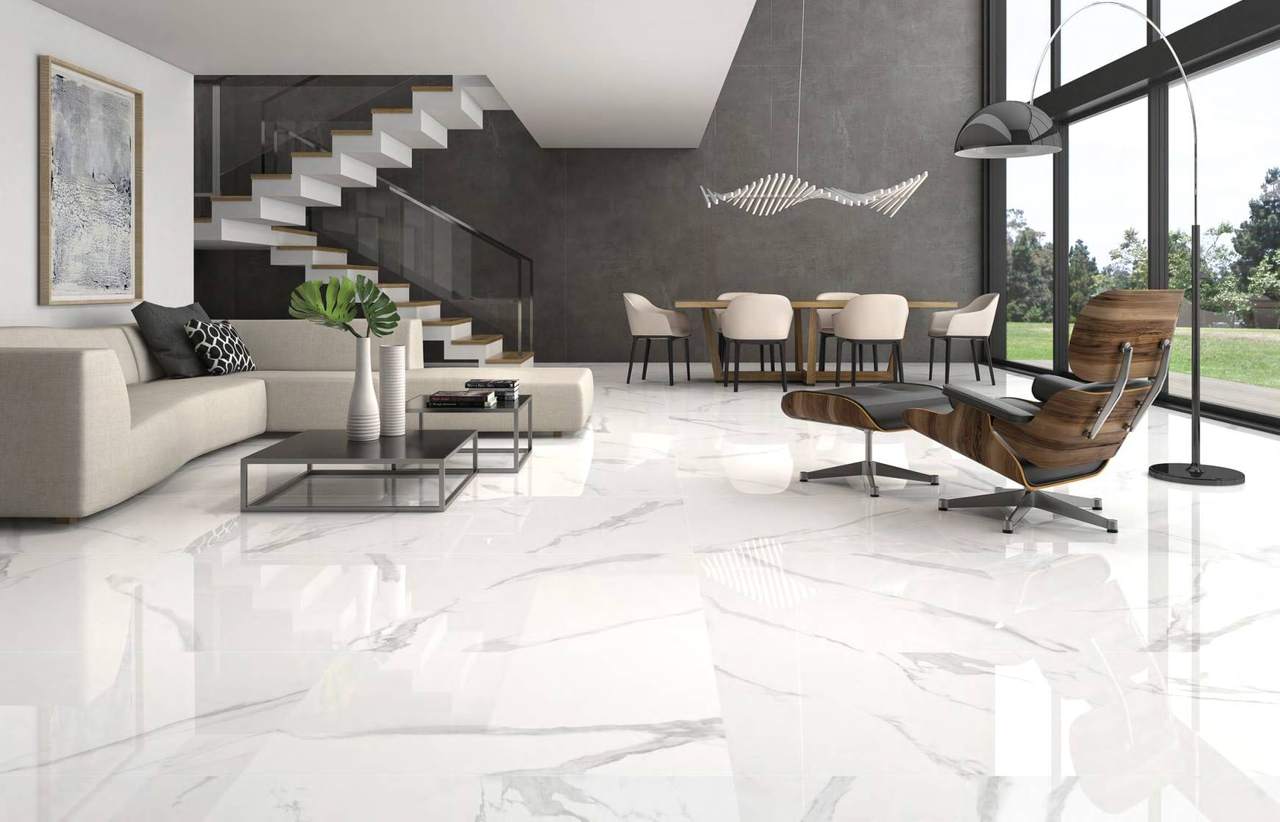 Ambiente con baldosas ITT White Soul, foto del catálogo de ITT Ceramic