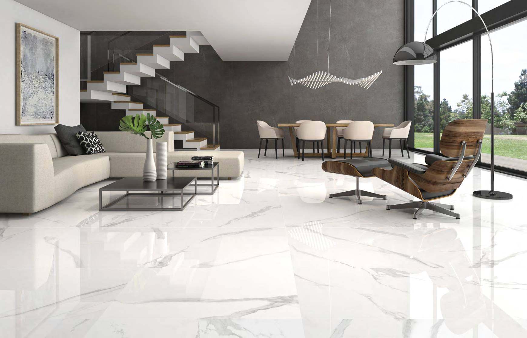 Ambiente con baldosas ITT White Soul, foto del catálogo de ITT Ceramic