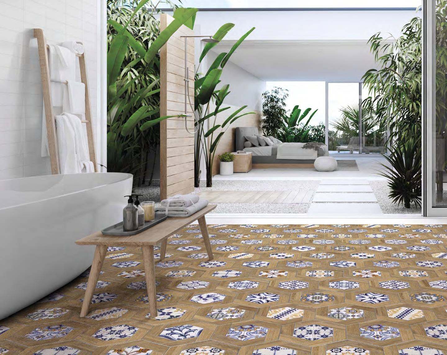 Ambiente con baldosas ITT Gádor, foto del catálogo de ITT Ceramic