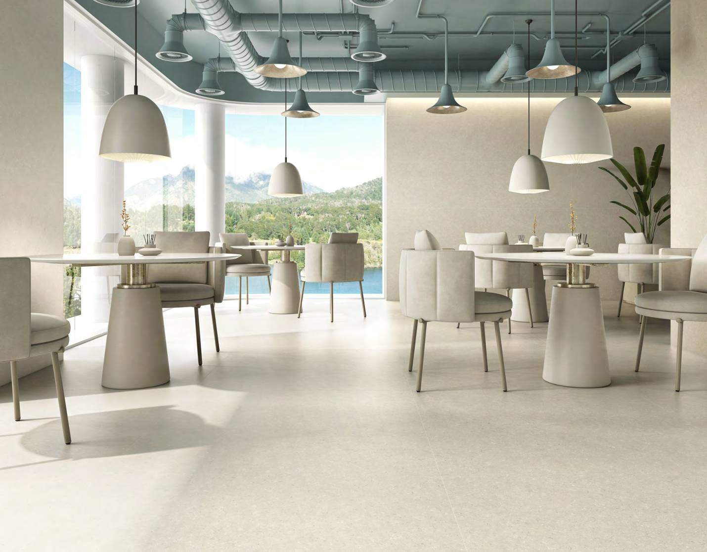 Ambiente con ITT Pietra Coral, foto del catálogo de ITT Ceramic