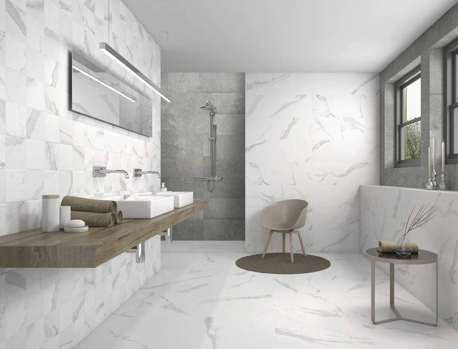 Ambiente con ITT White Soul, foto del catálogo de ITT Ceramic